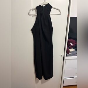 Black Sleeveless High-Neck Midi Dress